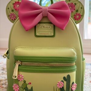 Loungefly Light Green Mini Backpack with Pink Bow